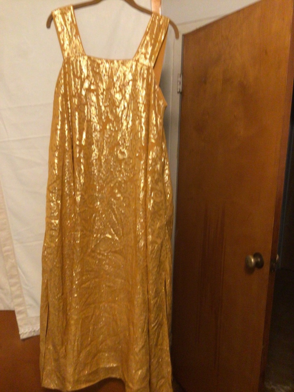 Massimo Dutti gold dress whimsical,party,wedding ,midi dress SZ 10 metallic